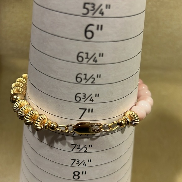 Pink Opal Baroque Pearl 14k Gold Filled Gemstone Handmade Bracelet - Picture 6 of 7